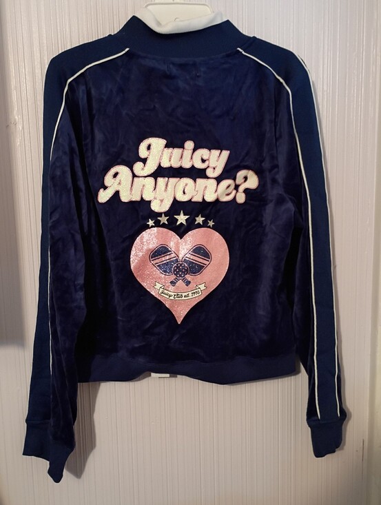 Juicy Couture Jackets & Blazers - New! Juicy Couture Blue / White velour track jacket Size XXL